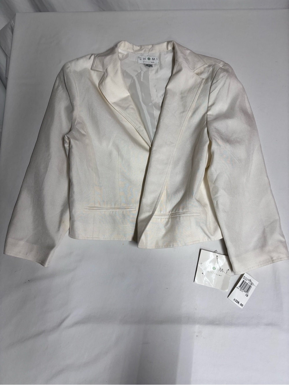 SHOMI 100% Silk Ivory Blazer Jacket Size 10 NWT $228